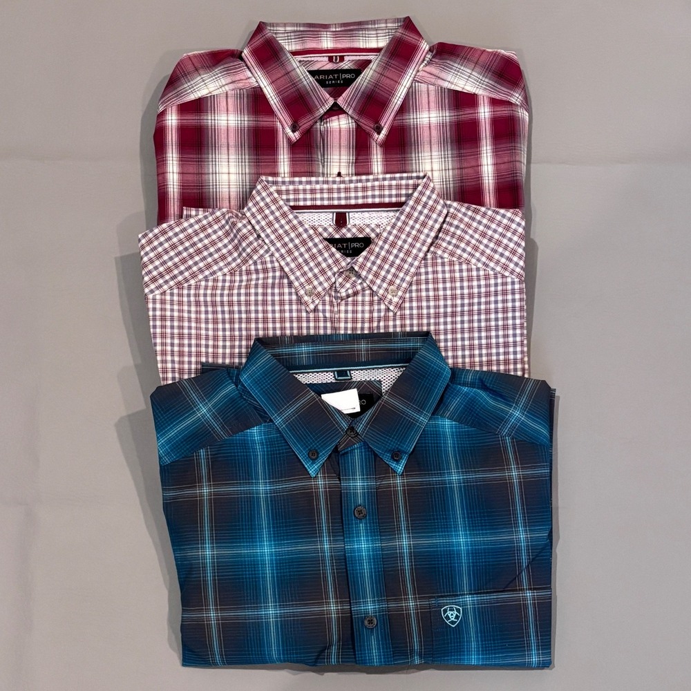 Ariat Pro Series Men's M Shirt Long Sleeve Cotton Button Front NWOT Lot of 3